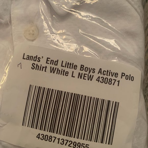 NWT LANDS' END LITTLE BOYS ACTIVE POLO SHIRT WHITE‎ LARGE (7) - Picture 6 of 8